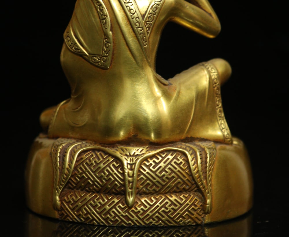 Vintage Tibetan Gilt Gold Copper Buddha Statue - 8