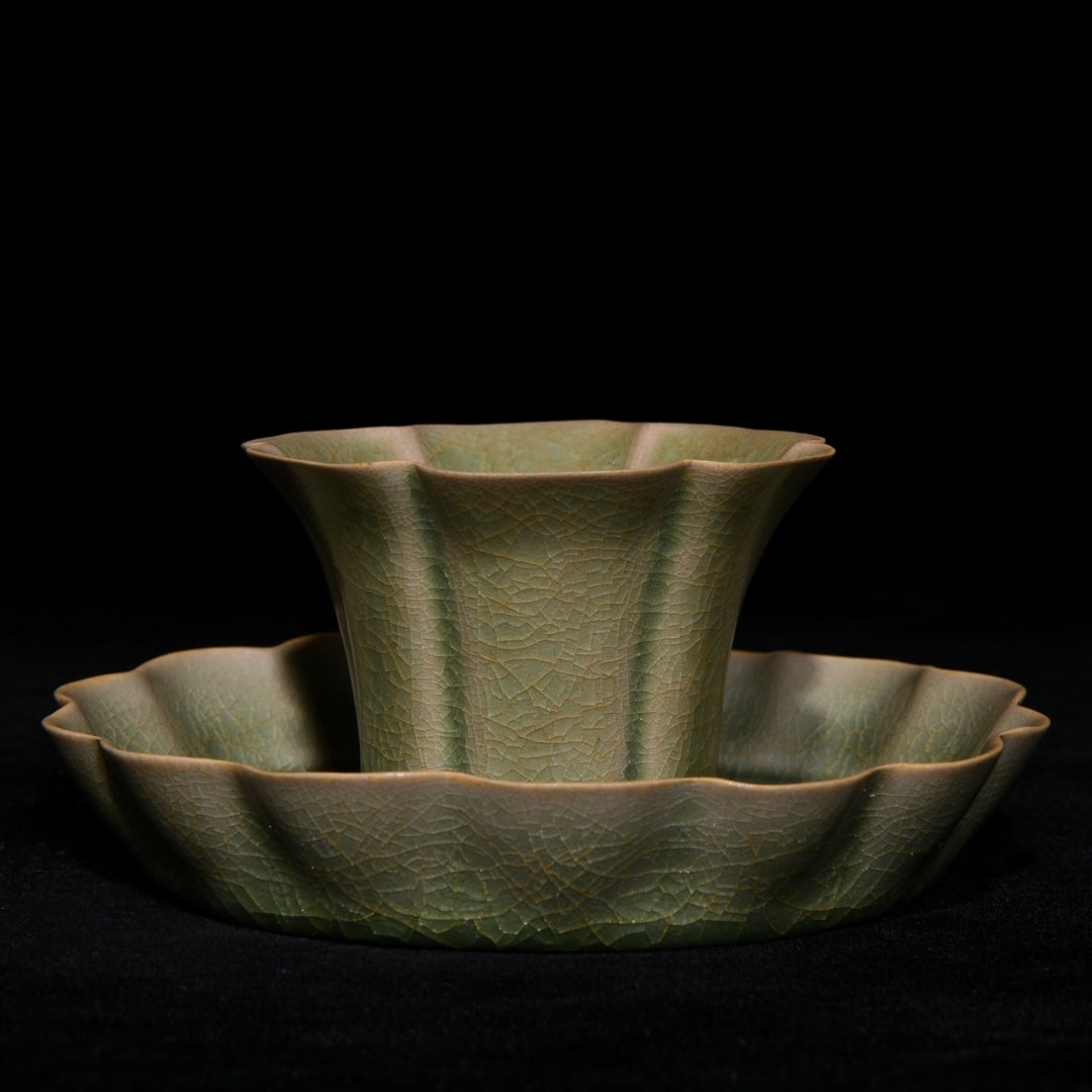 A Pair Chinese Ru Kiln Porcelain Cup w Saucer - 2