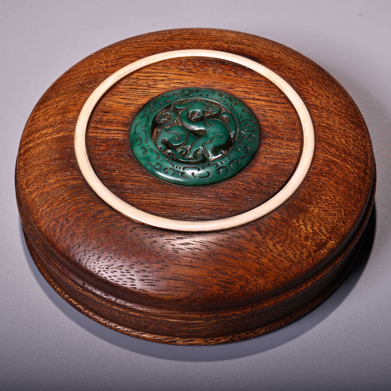 Chinese Chenxiang Wood Beads Necklace w Lacquerware Box - 9