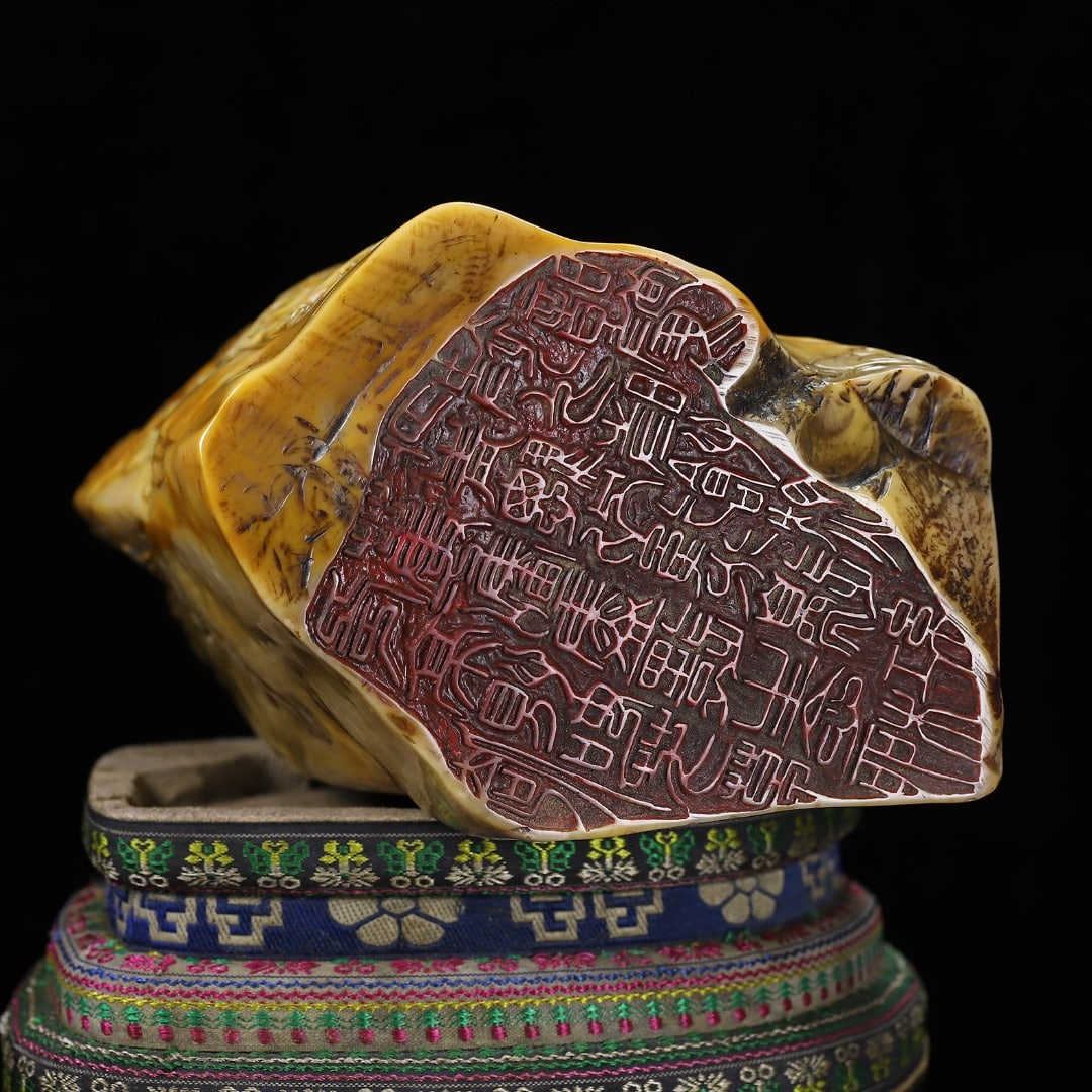 Chinese Tianhuang Stone Hand Carved Fortune Dragon Seal Statue - 8