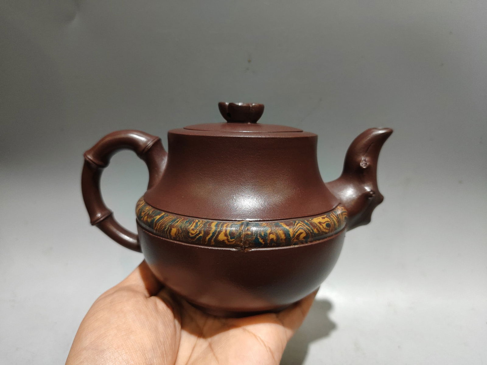 Antique Chinese Yixing Zisha Fortune Bamboo & Plum Flower Design Teapot - 4
