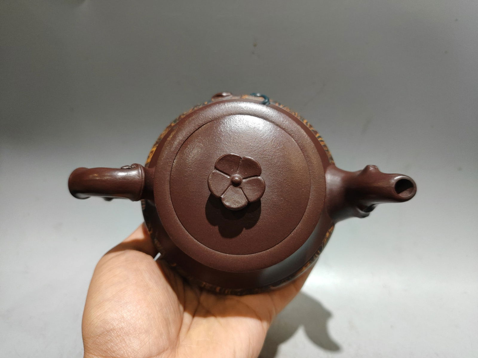 Antique Chinese Yixing Zisha Fortune Bamboo & Plum Flower Design Teapot - 5