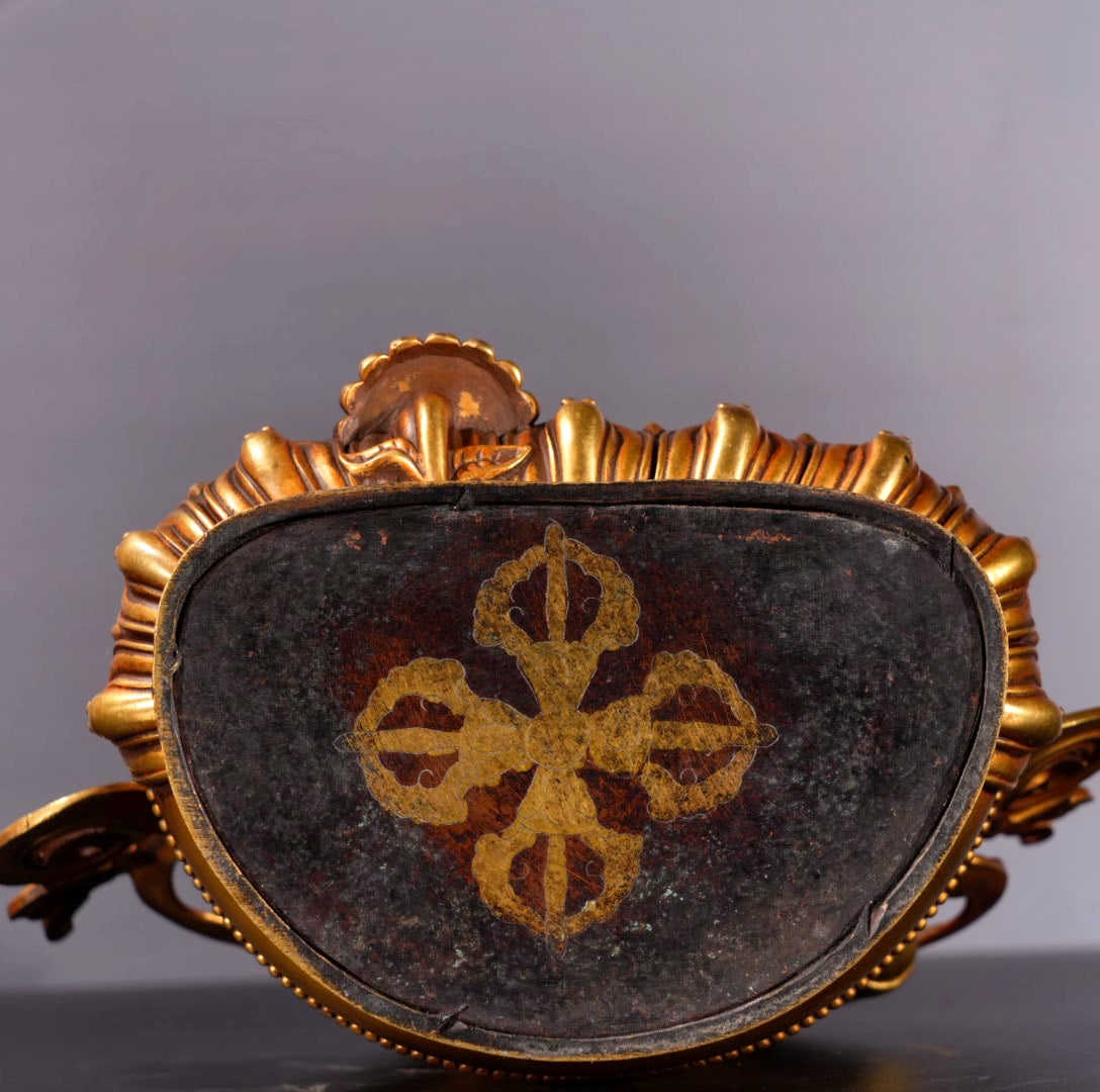 Tibetan Buddhism Gilt Gold Copper Yellow Jambhala Statue - 9