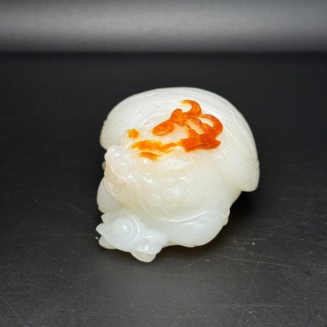 Superb Chinese Hetian Jade Carved Dragon Turtle Statue - 3