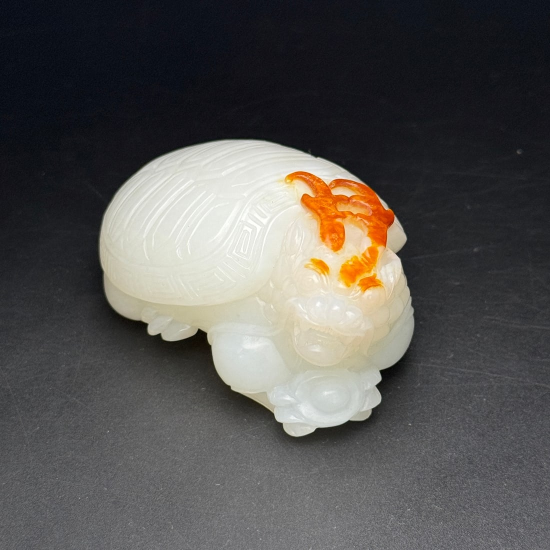 Superb Chinese Hetian Jade Carved Dragon Turtle Statue - 9