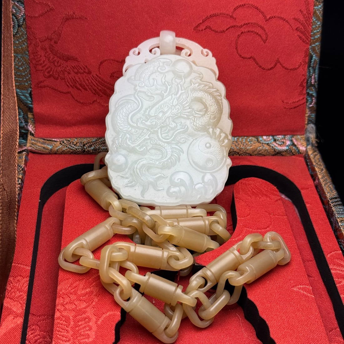 Superb Chinese Hetian Jade Hand Carved Lotus Flower Kwan-yin Pendant w Necklace - 2