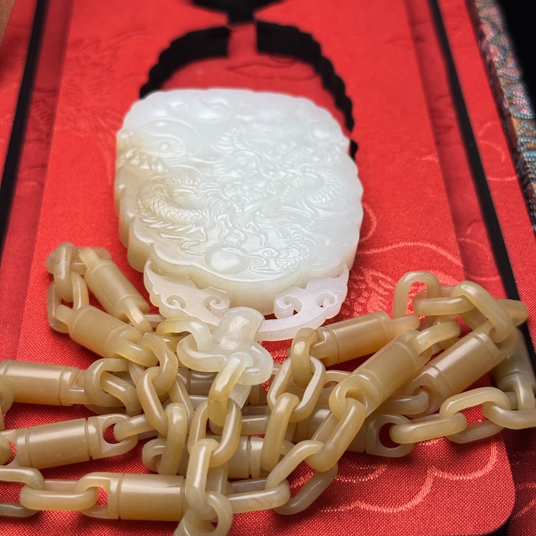 Superb Chinese Hetian Jade Hand Carved Lotus Flower Kwan-yin Pendant w Necklace - 6