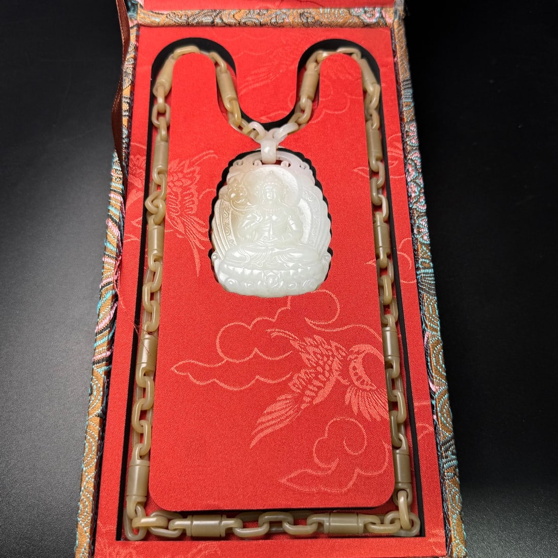 Superb Chinese Hetian Jade Hand Carved Lotus Flower Kwan-yin Pendant w Necklace - 8