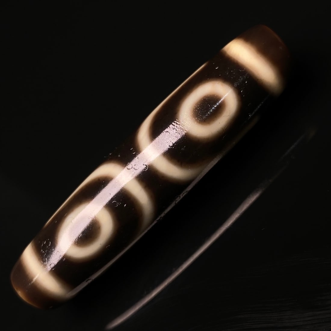 Old Tibetan 3 Eye DZI Agate Lucky Pendant - 2