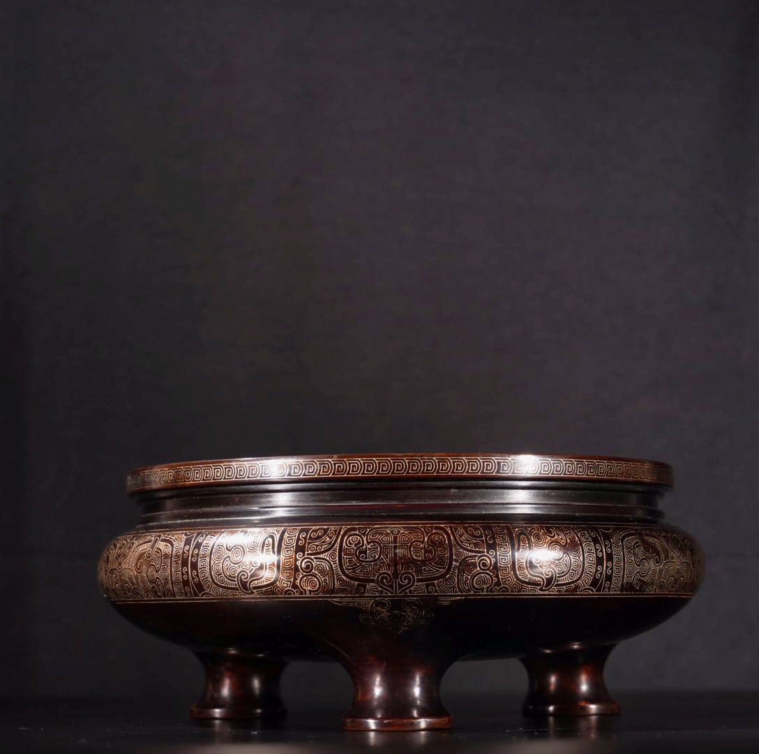 Vintage Chinese Copper Inlay Silver Wires Incense Burner (1 of 9)