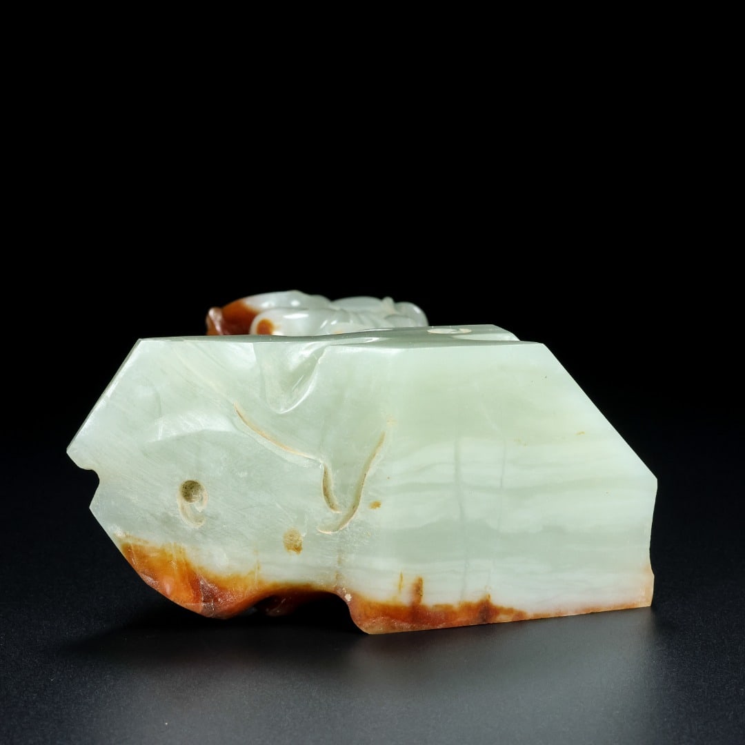 Superb Chinese Hetian Jade Hand Carved Beautiful Woman & Pipa Statue - 9