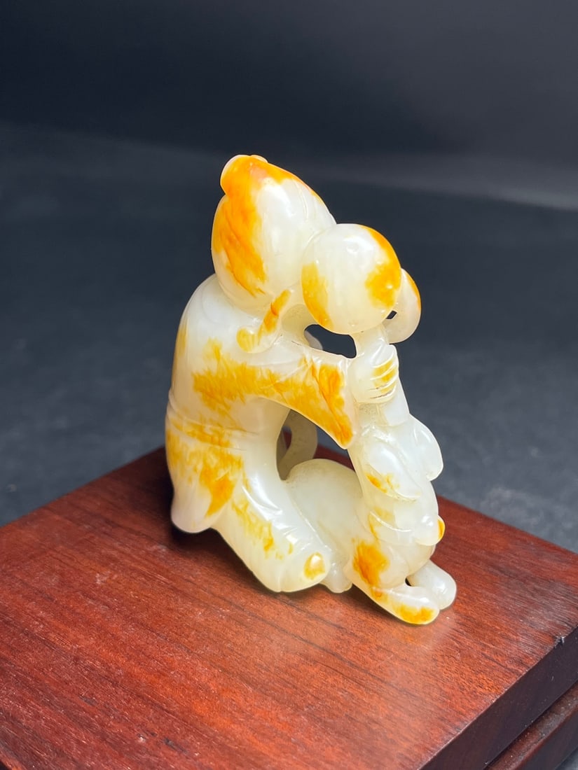 Chinese Hetian Jade Carved Figure Statue - 4