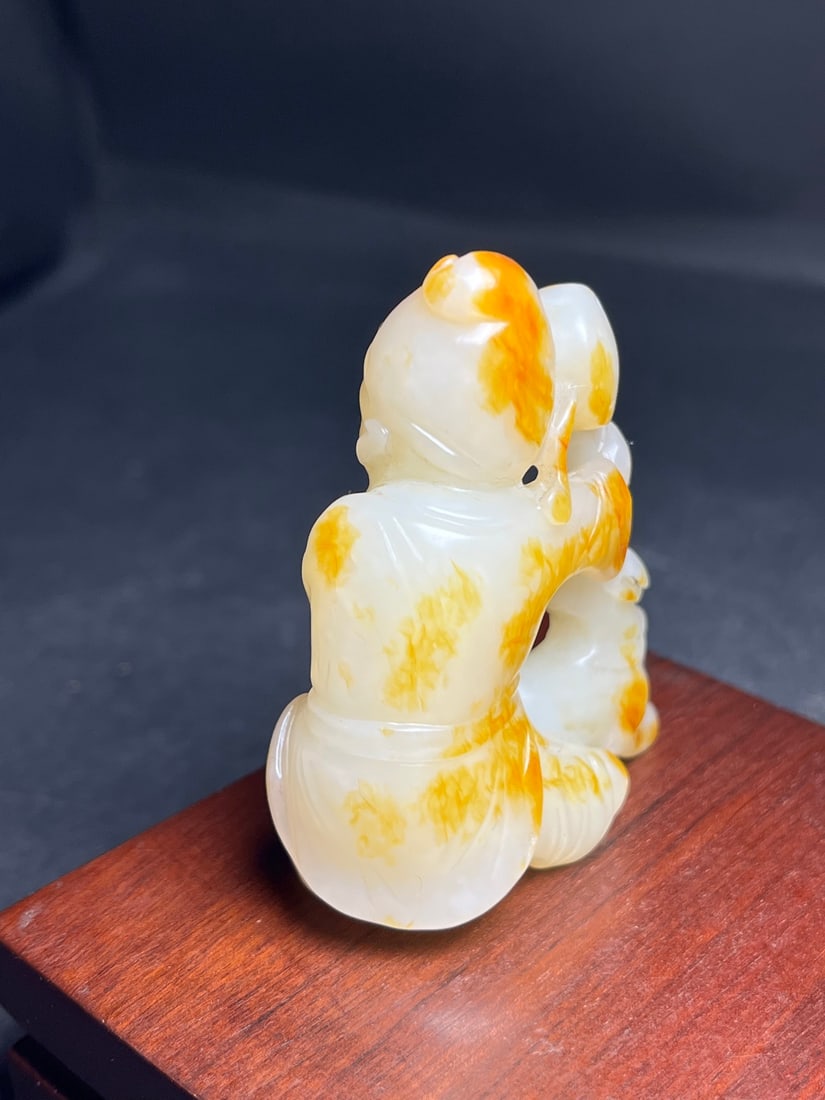 Chinese Hetian Jade Carved Figure Statue - 6