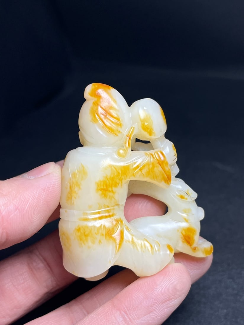 Chinese Hetian Jade Carved Figure Statue - 9