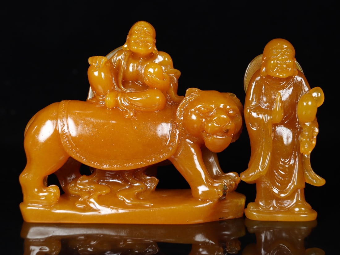 Chinese Tianhuang Stone Hand Carved Dharma Statue - 8