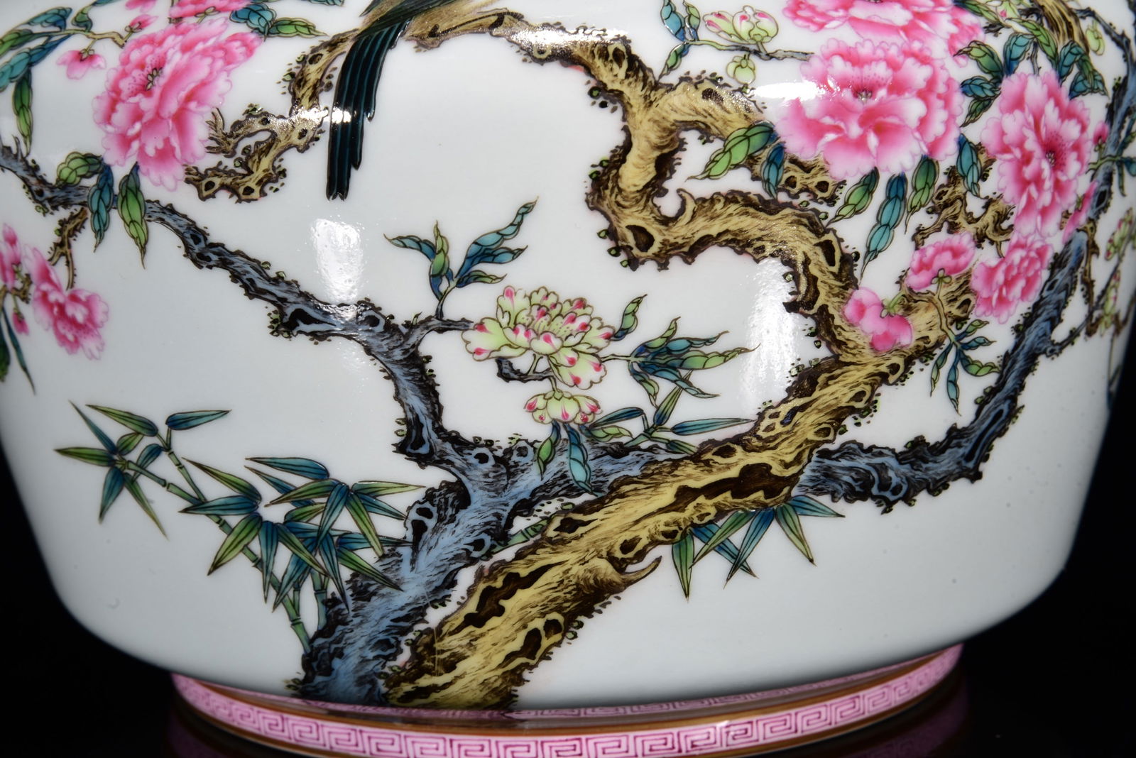 Chinese Gilt Edge Famille Rose Flowers Bird Design Porcelain Vase - 5