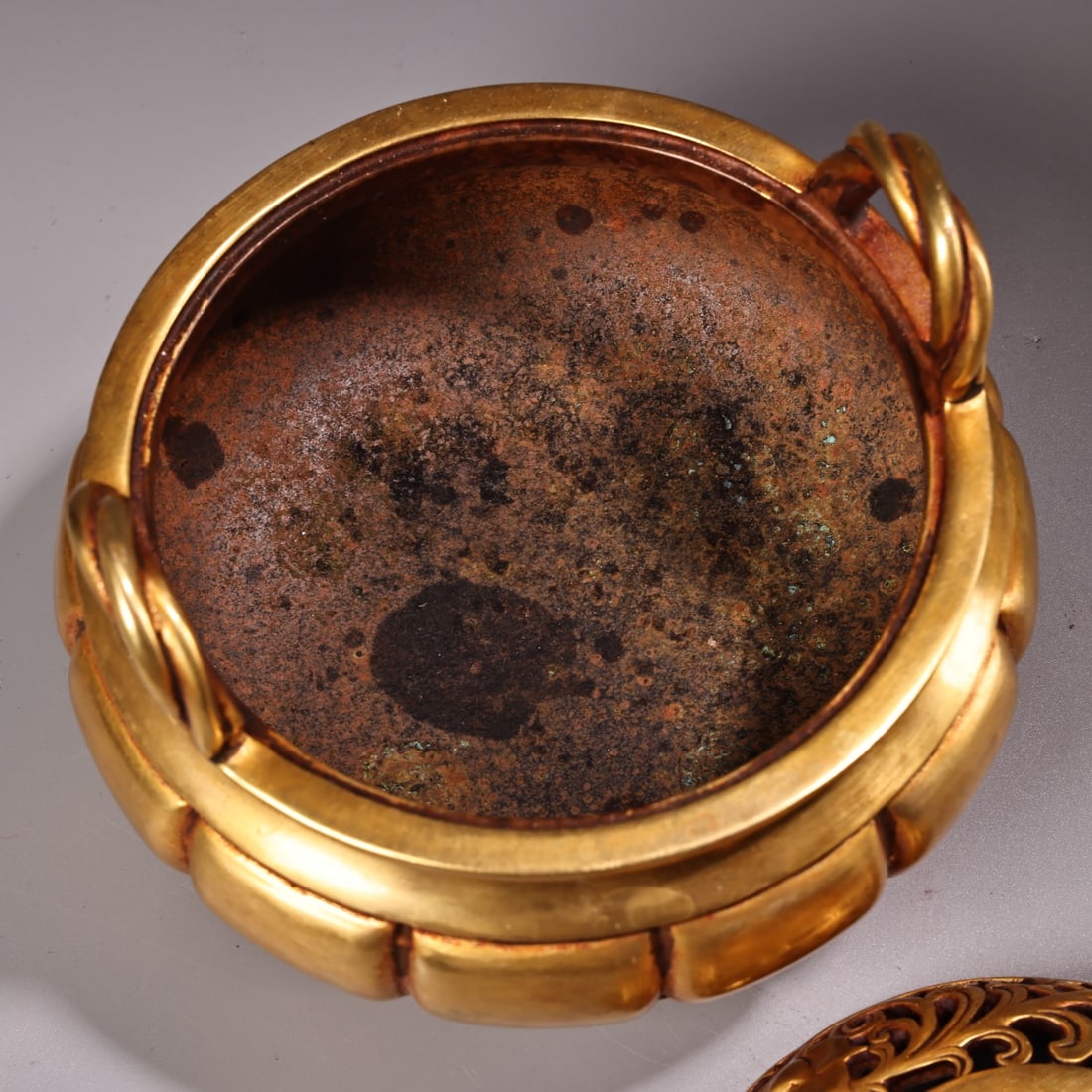 Vintage Chinese Gilt Gold Copper Incense Burner - 11