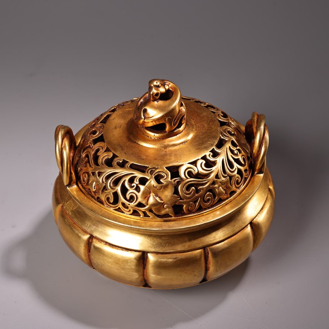 Vintage Chinese Gilt Gold Copper Incense Burner - 12