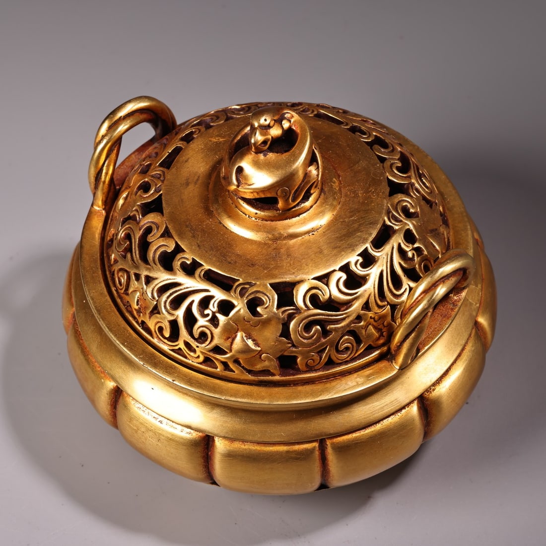 Vintage Chinese Gilt Gold Copper Incense Burner - 13