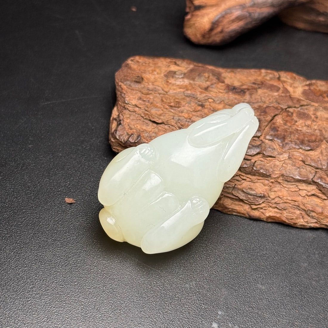 Chinese Hetian Jade Carved Mouse Pendant - 7