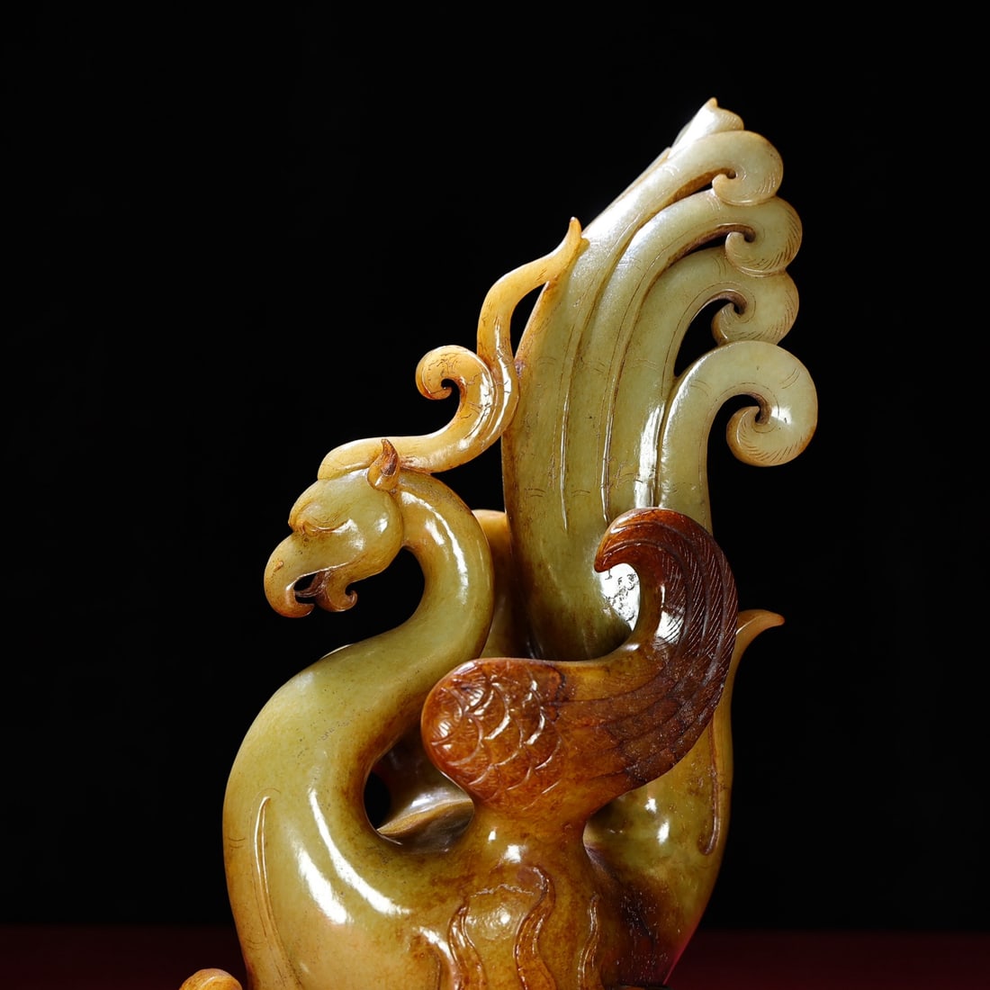 Superb Vintage Chinese Hetian Jade Carved Phoenix Statue - 2