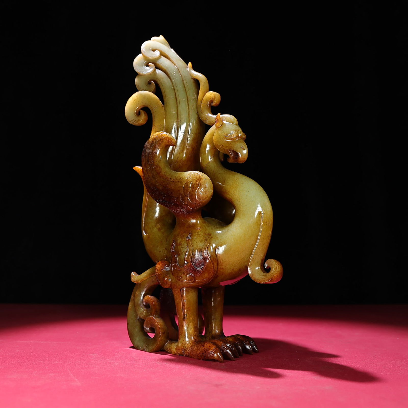 Superb Vintage Chinese Hetian Jade Carved Phoenix Statue - 3