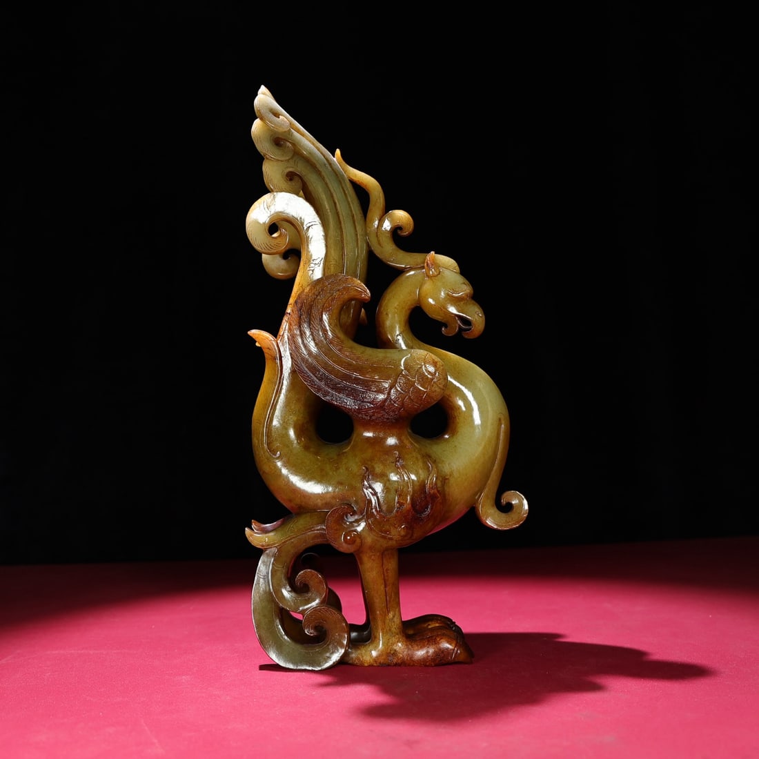 Superb Vintage Chinese Hetian Jade Carved Phoenix Statue - 5