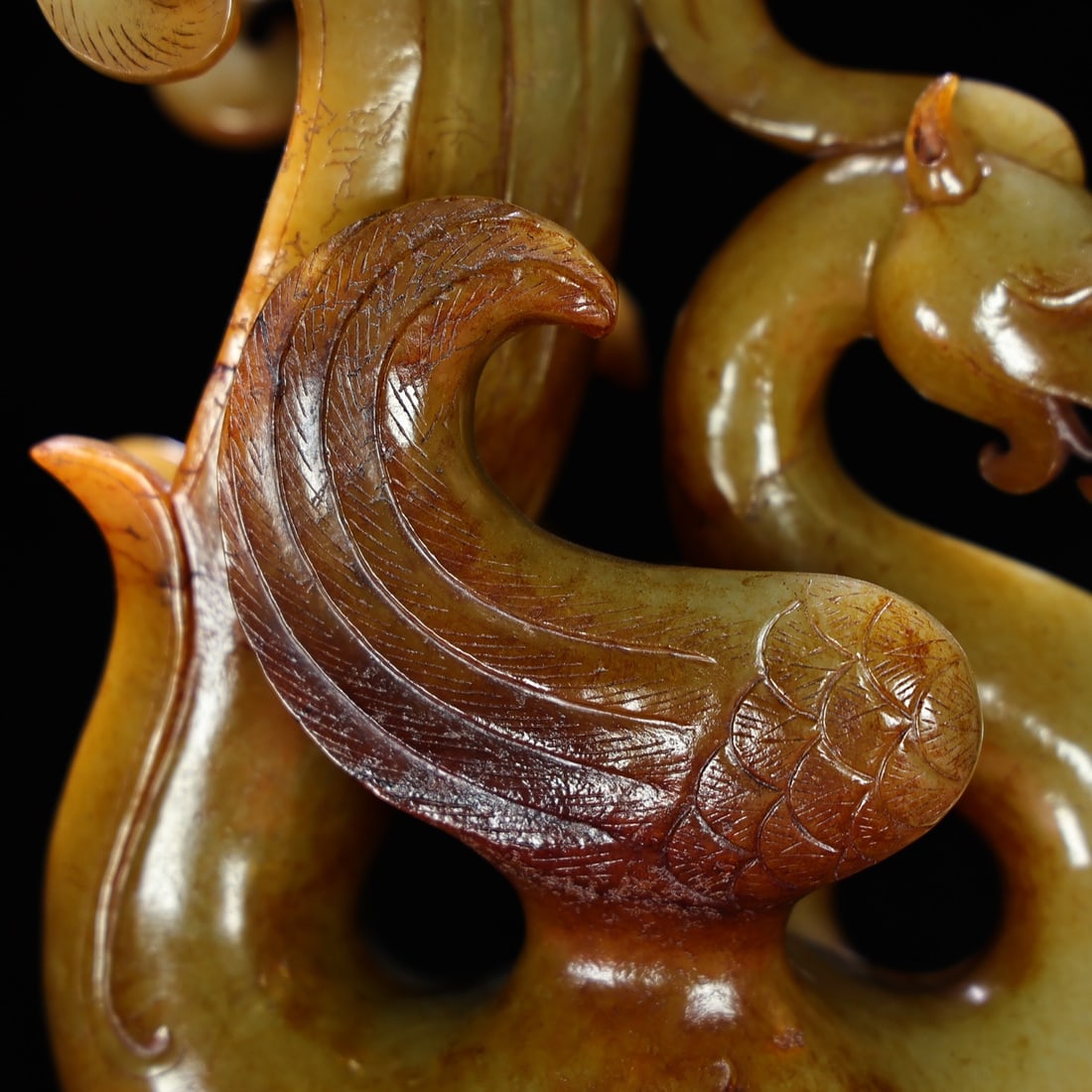 Superb Vintage Chinese Hetian Jade Carved Phoenix Statue - 6