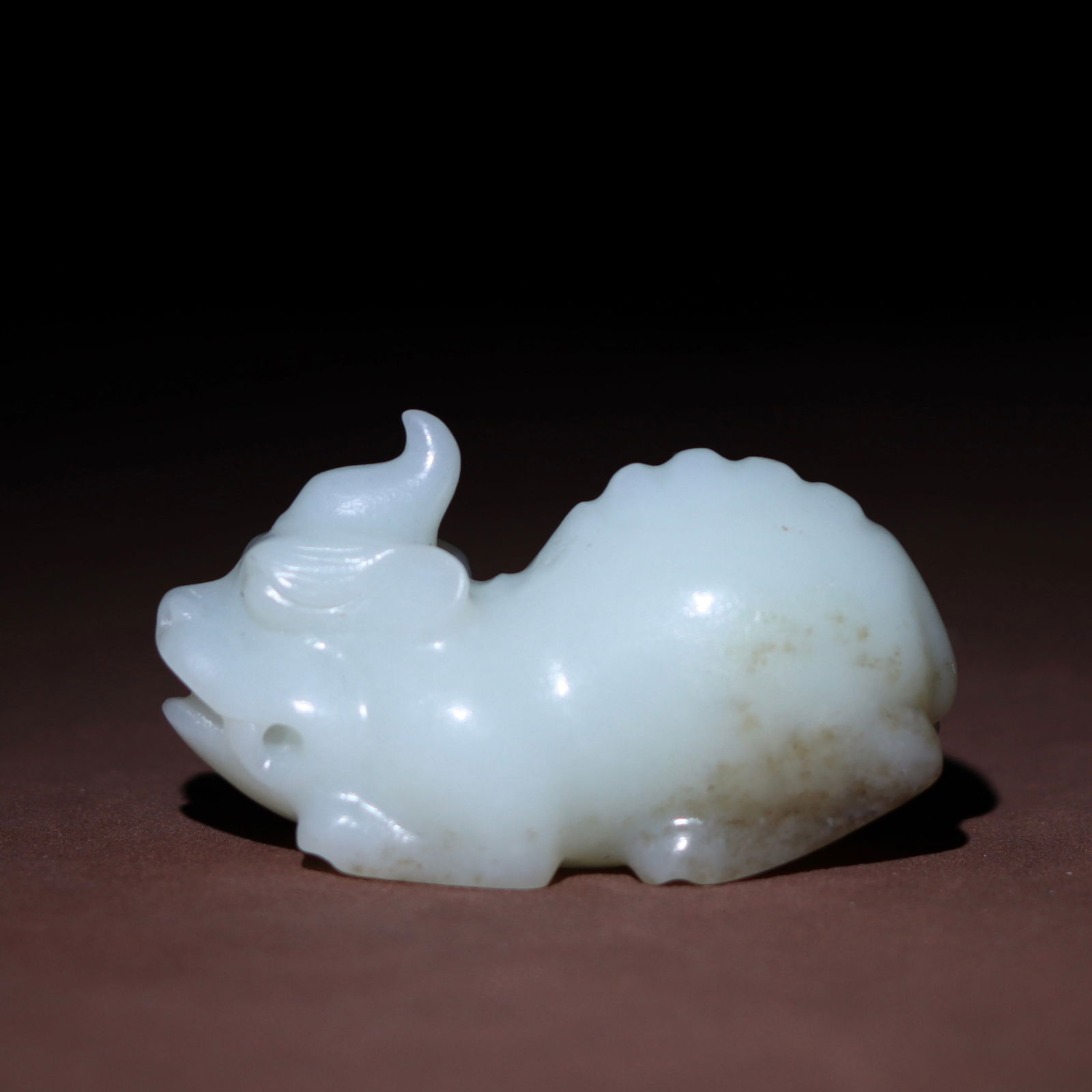 Superb Chinese Hetian Jade Carved Unicorn Statue (1 of 9)