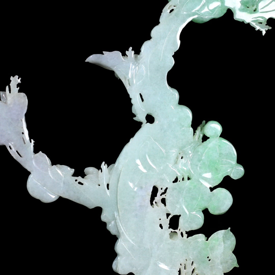 Superb Chinese Jadeite Carved Peach & Seage Statue - 7