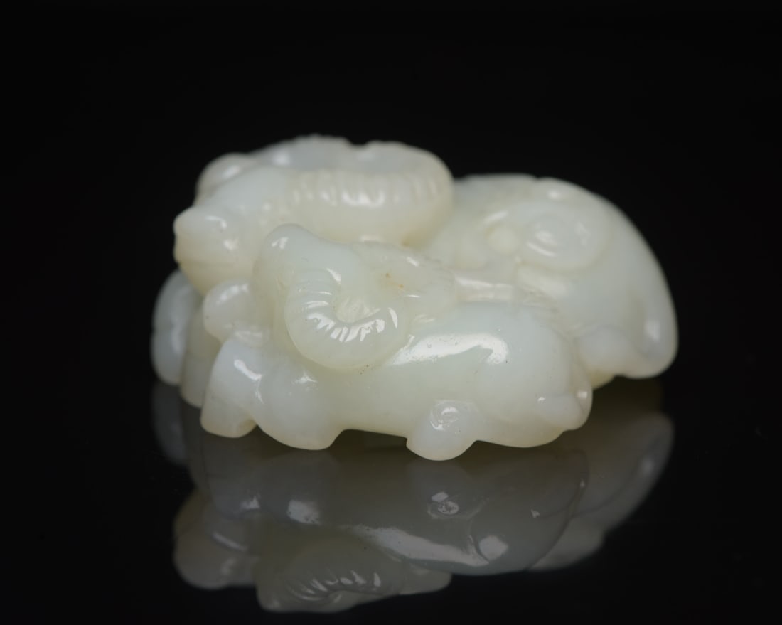 Chinese Hetian Jade Carved Dragon Fortune Ox Pendant - 2