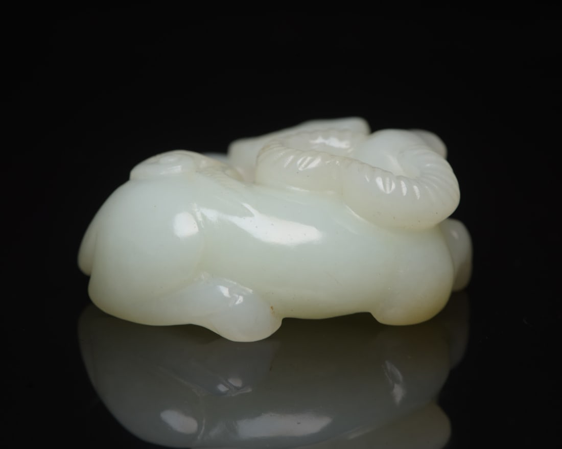 Chinese Hetian Jade Carved Dragon Fortune Ox Pendant - 3