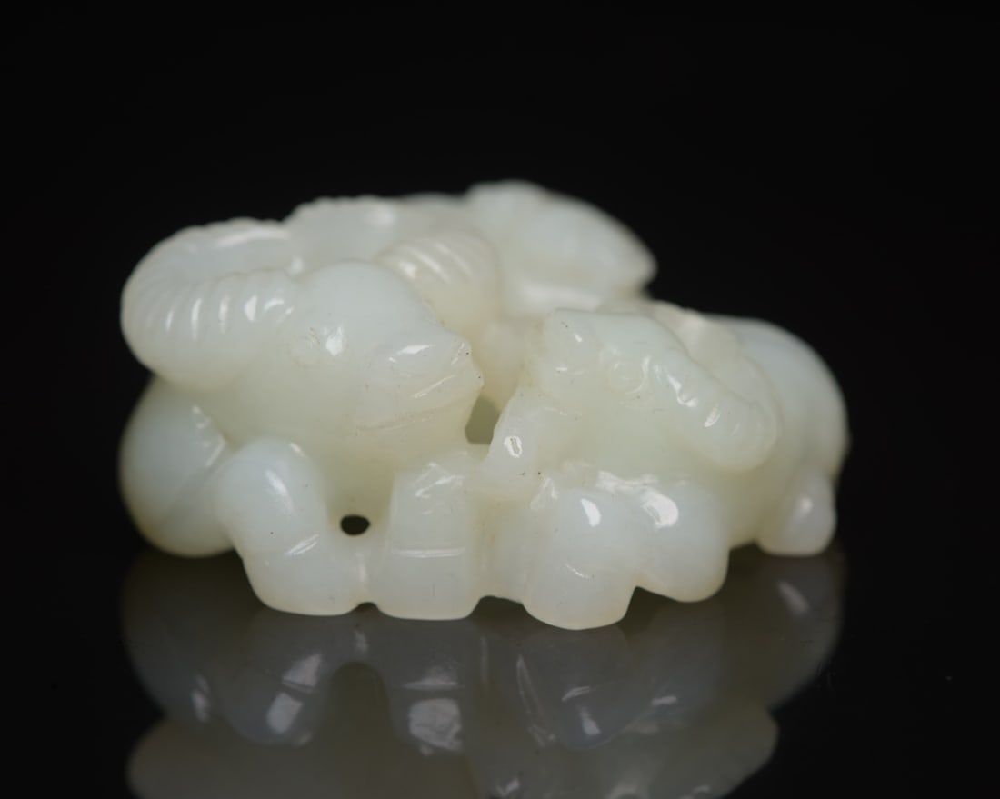 Chinese Hetian Jade Carved Dragon Fortune Ox Pendant - 8