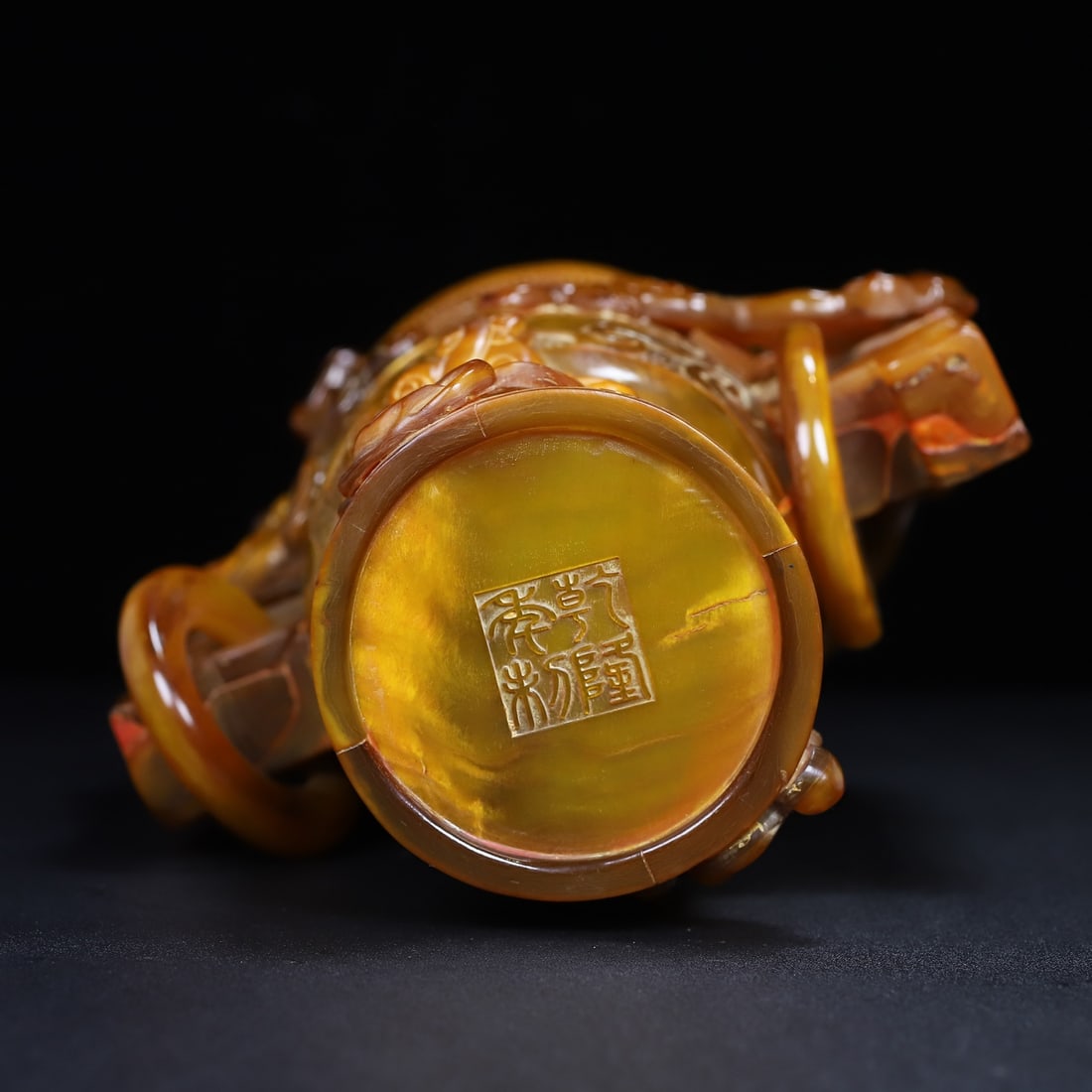 Vintage Ox Horn Hand Carved Chi Dragon Wine Cup - 10