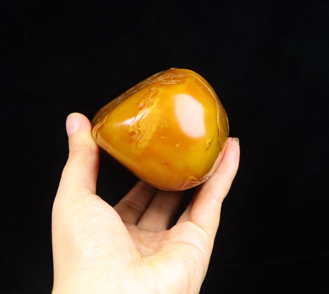 Old Chinese Tianhuang Stone Low Relief Pine Tree & Figure Seal Statue - 6