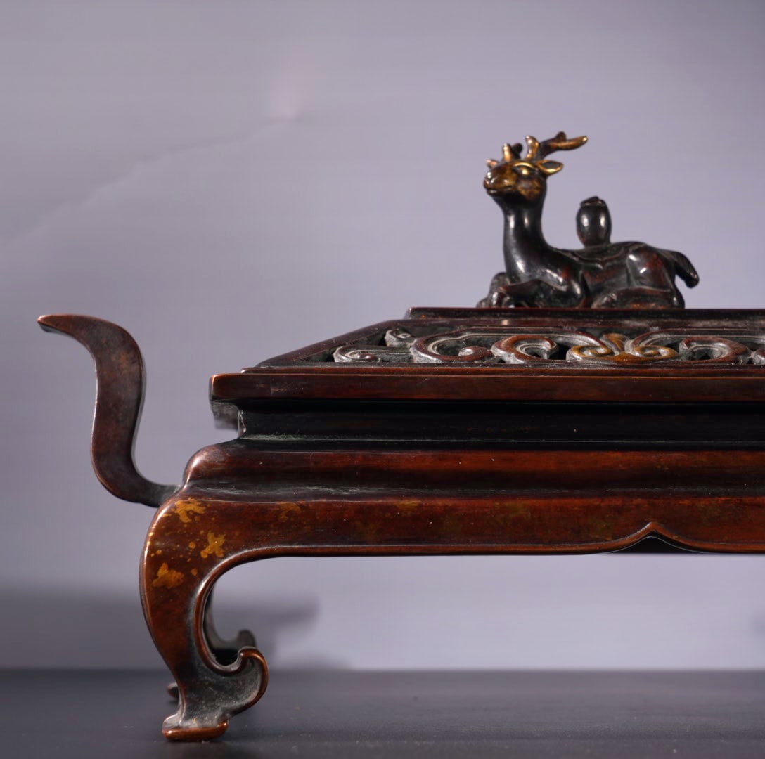 Old Chinese Copper Fortune Deer Incense Burner - 3