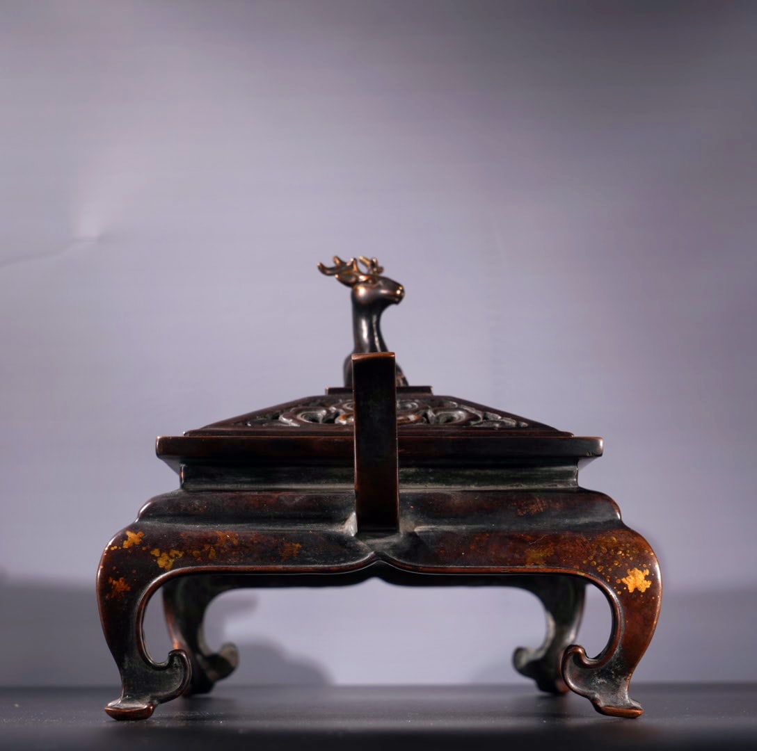 Old Chinese Copper Fortune Deer Incense Burner - 4