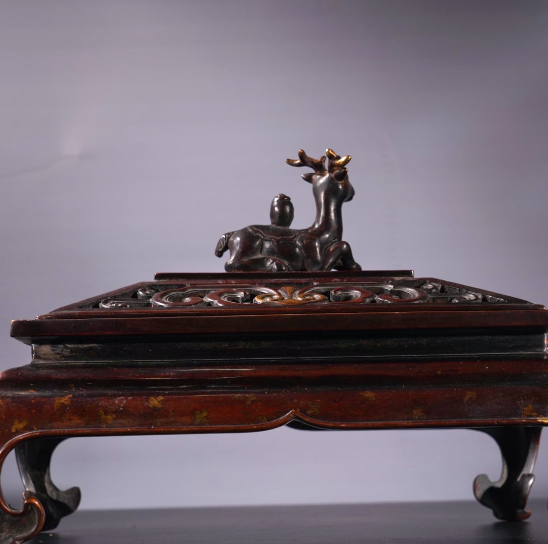 Old Chinese Copper Fortune Deer Incense Burner - 5