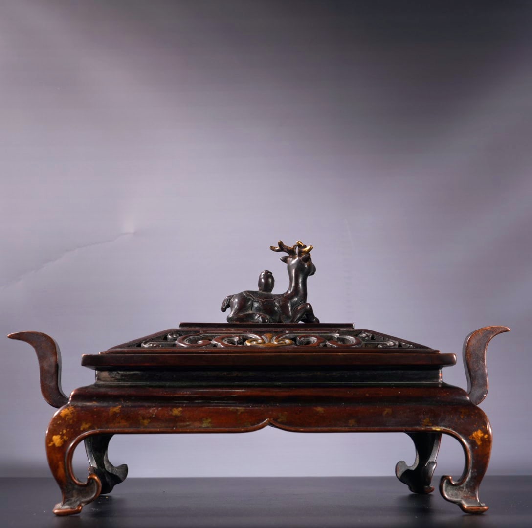 Old Chinese Copper Fortune Deer Incense Burner - 6