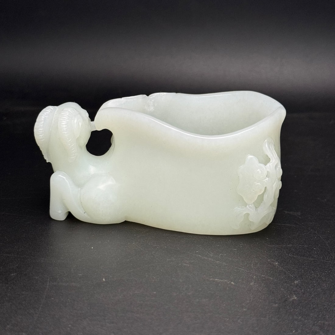Chinese Hetian Jade Hand Carved Fortune Sheep Wine Cup - 2