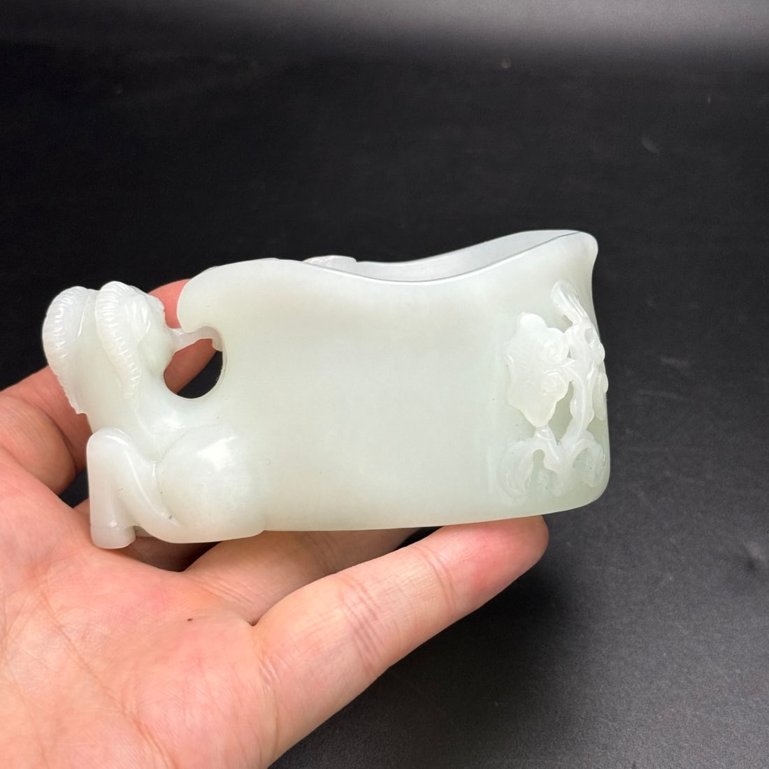 Chinese Hetian Jade Hand Carved Fortune Sheep Wine Cup - 9