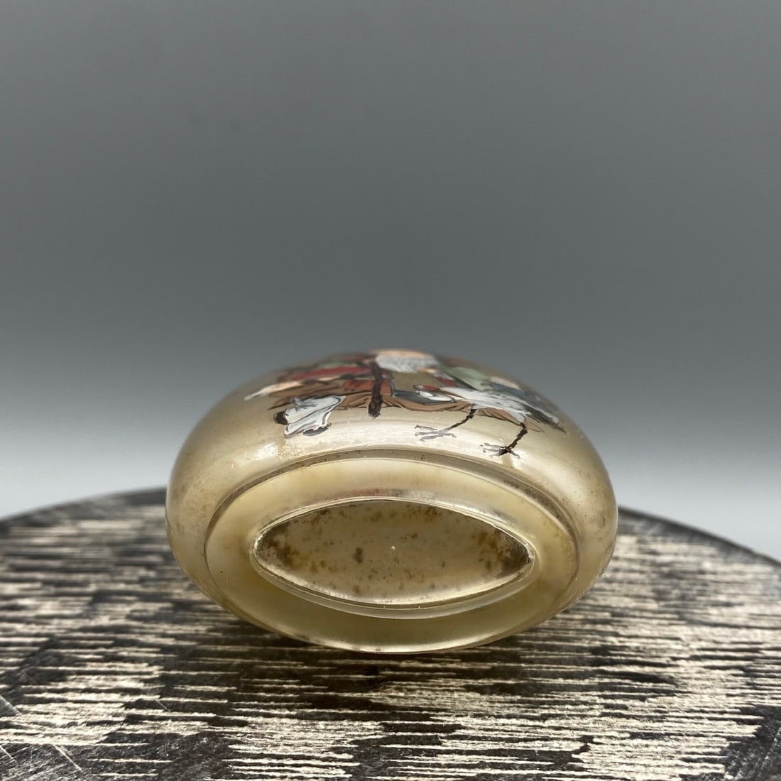 Chinese Peking Glass Inside Painting Longevity Taoism Deity Design Snuff Bottle w Stopper - 8