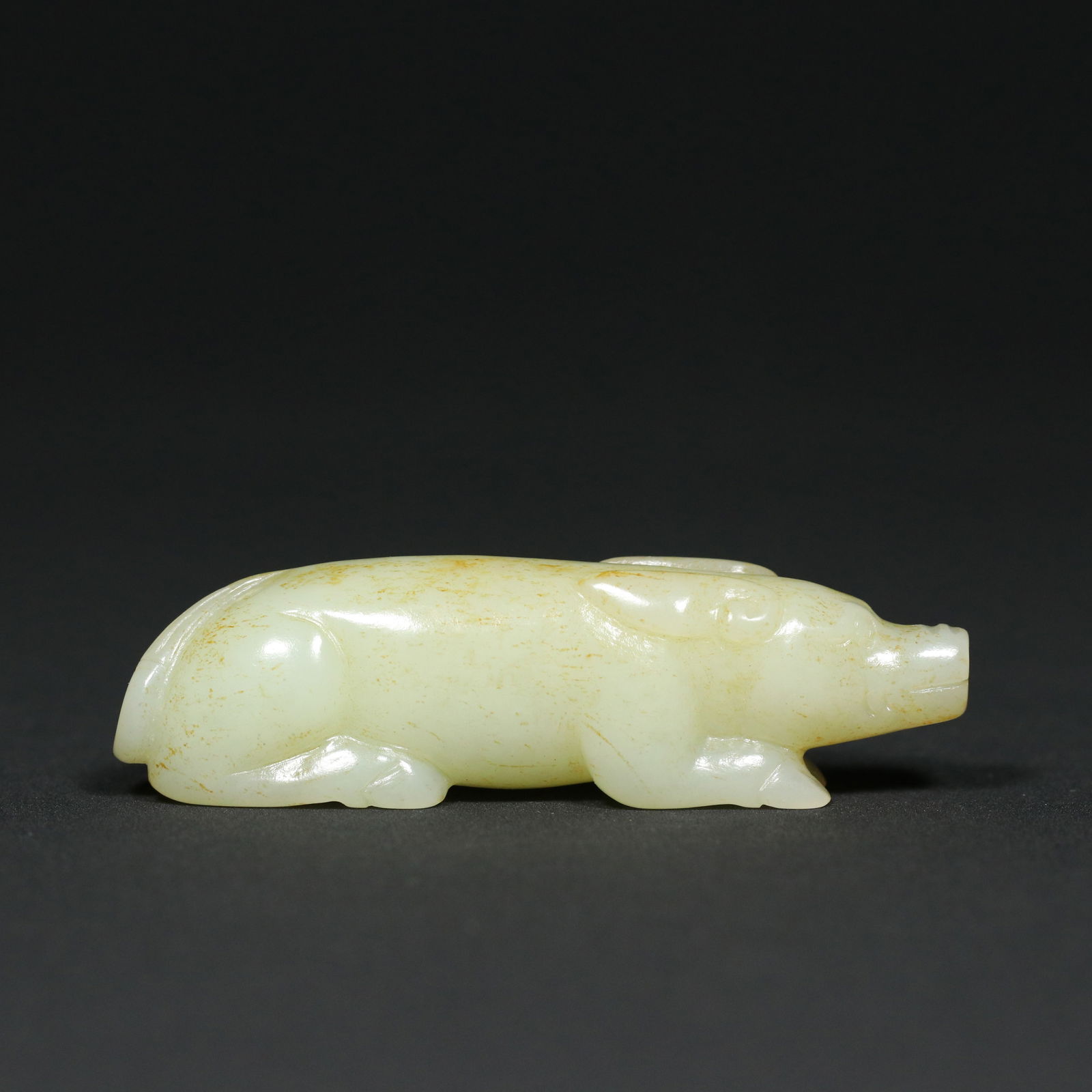 Chinese Hetian Jade Carved Fortune Pig Pendant - 2