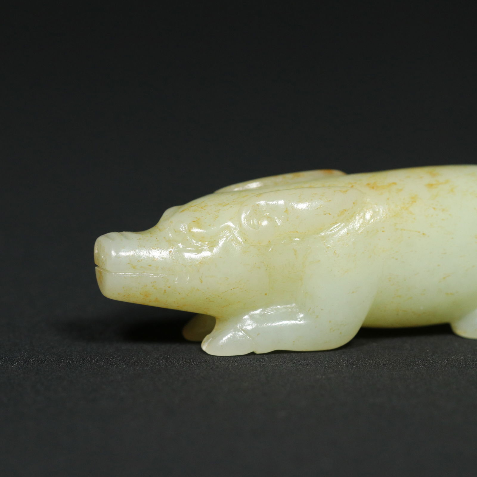 Chinese Hetian Jade Carved Fortune Pig Pendant - 5