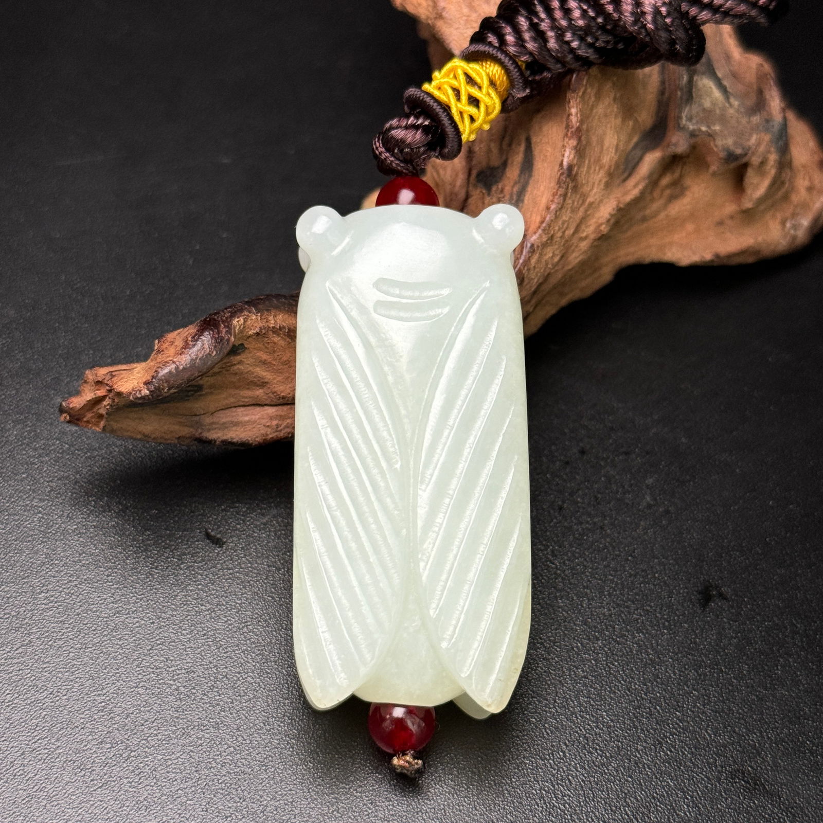 Chinese Hetian Jade Hand Carved Fortune Cicada Pendant (1 of 9)