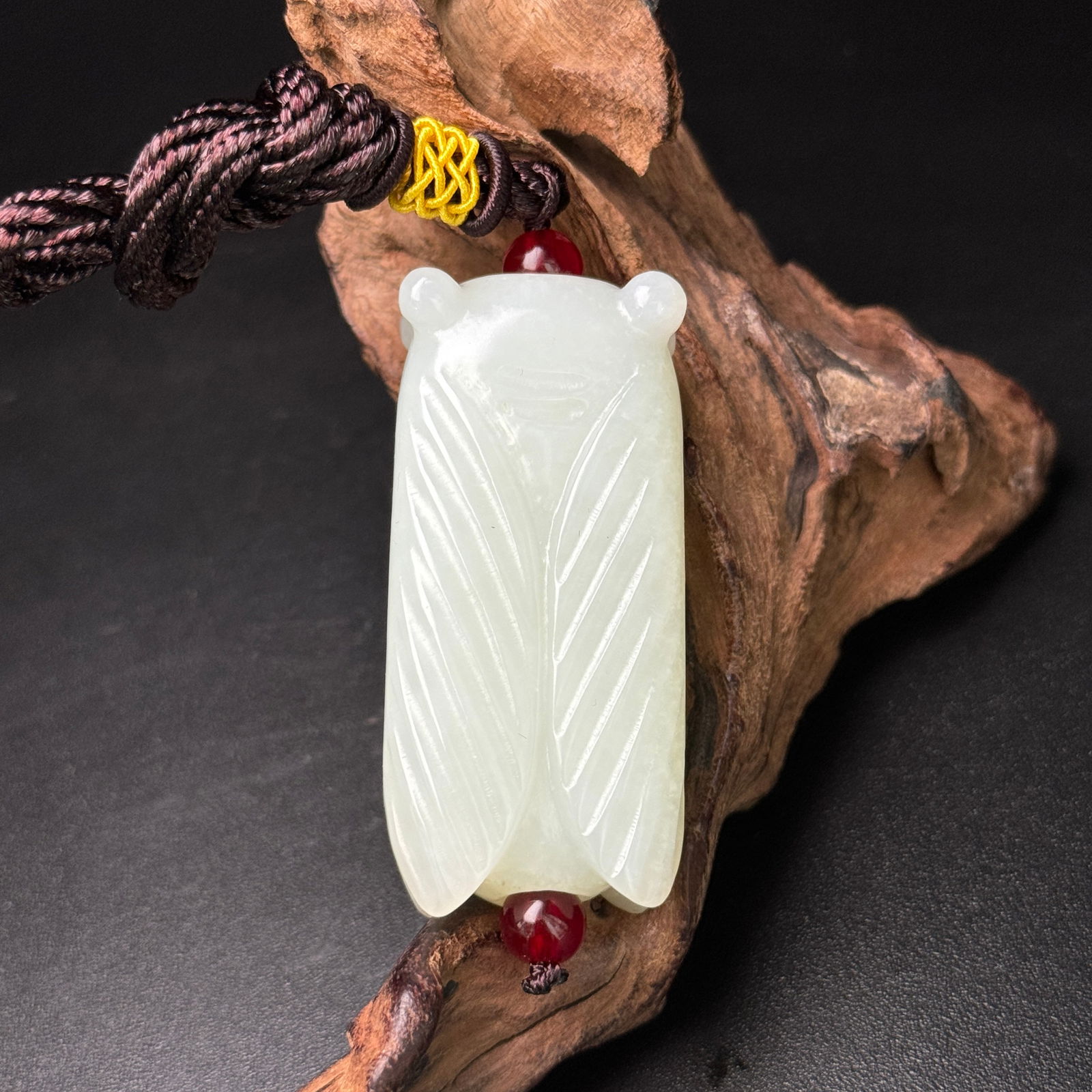 Chinese Hetian Jade Hand Carved Fortune Cicada Pendant - 5