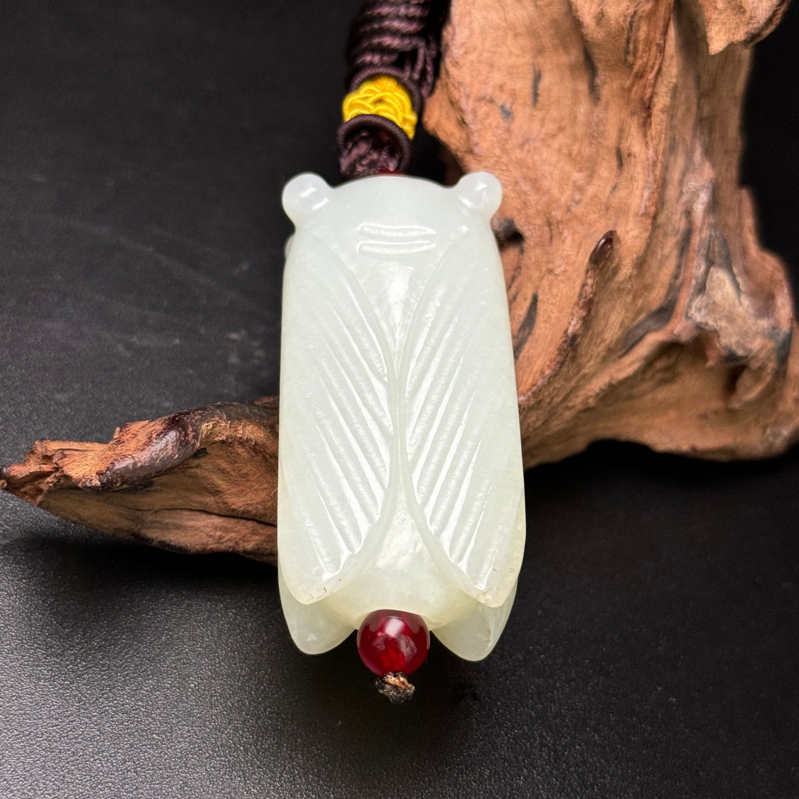 Chinese Hetian Jade Hand Carved Fortune Cicada Pendant - 7