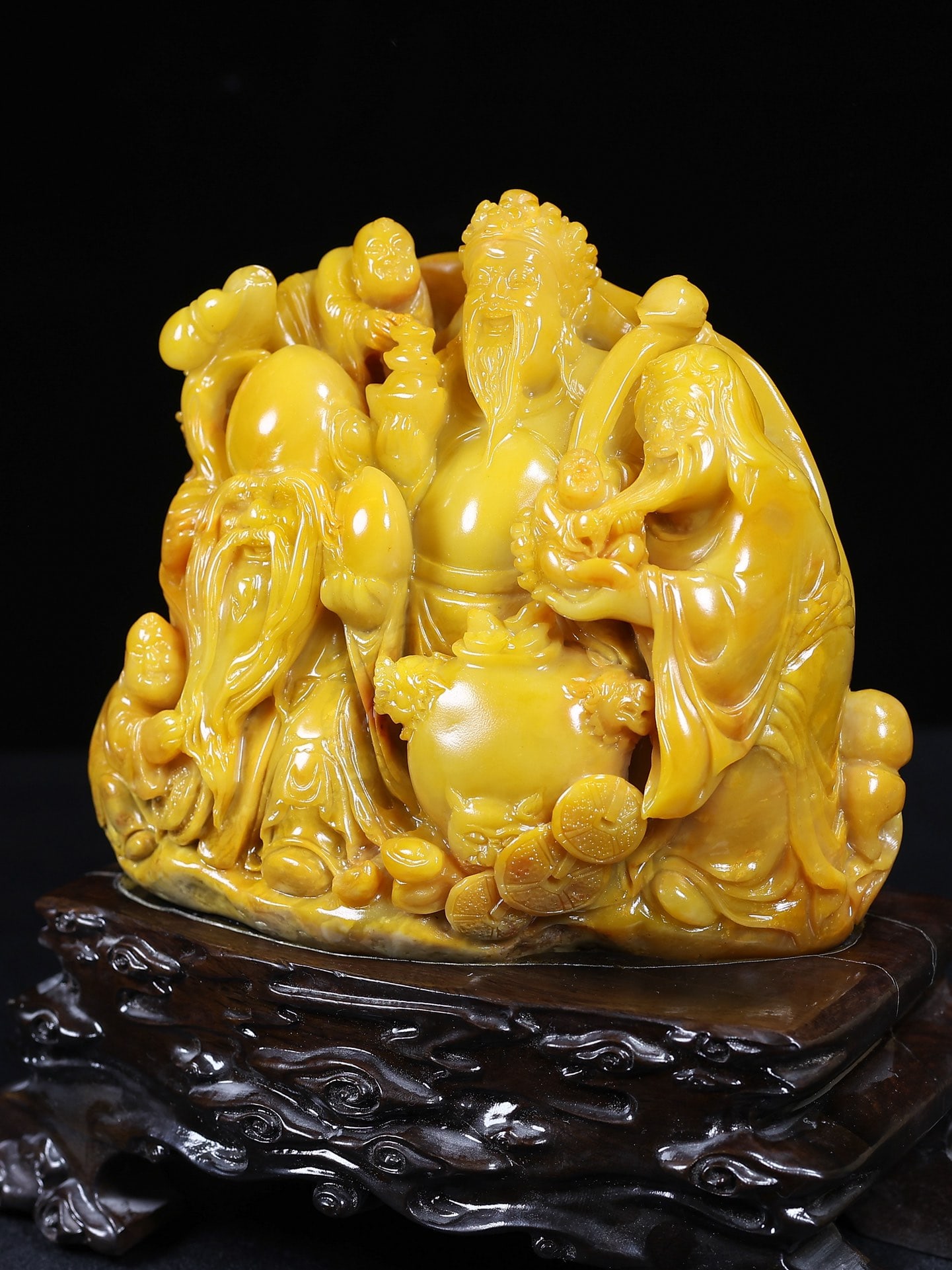 Chinese Tianhuang Stone Hand Carved Taoism Deity Fukurokuju Statue - 10