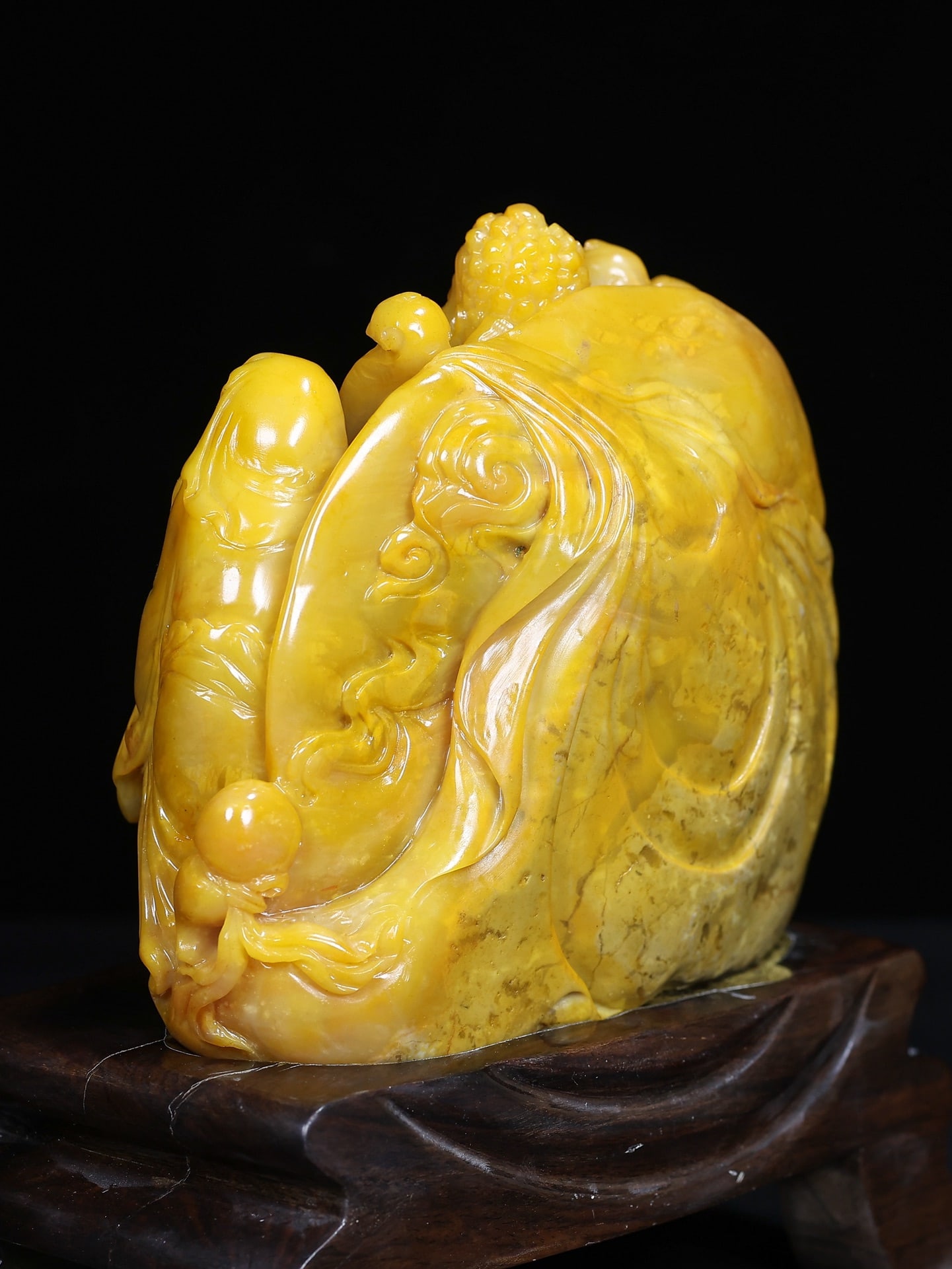 Chinese Tianhuang Stone Hand Carved Taoism Deity Fukurokuju Statue - 11