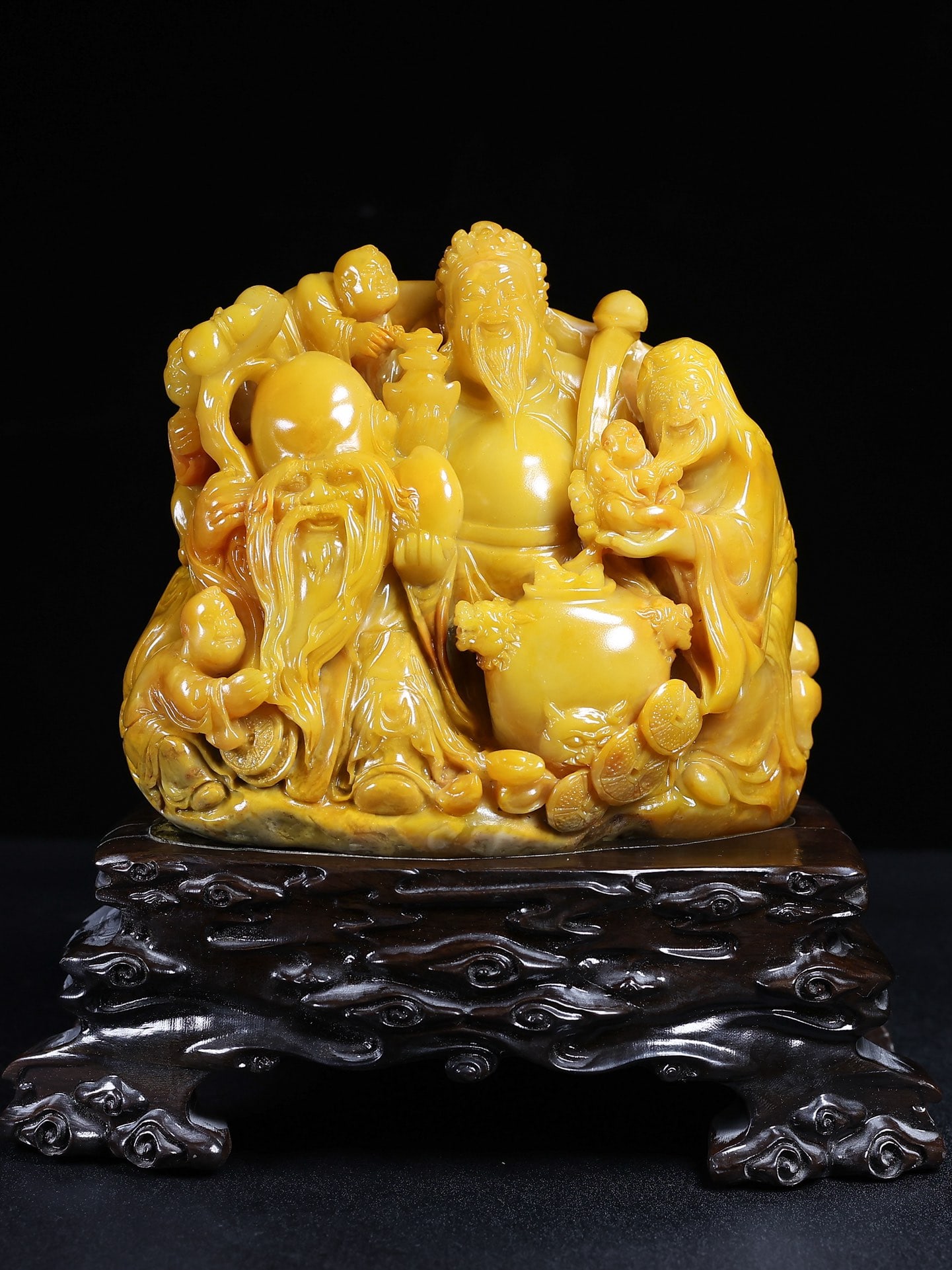 Chinese Tianhuang Stone Hand Carved Taoism Deity Fukurokuju Statue (1 of 13)